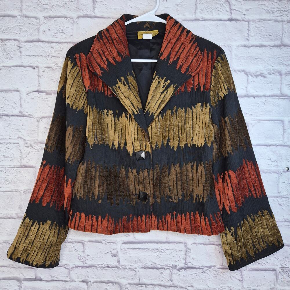 VTG 90s Painted Pony Abstract Textured Jacket Womens Small Art To Wear USA